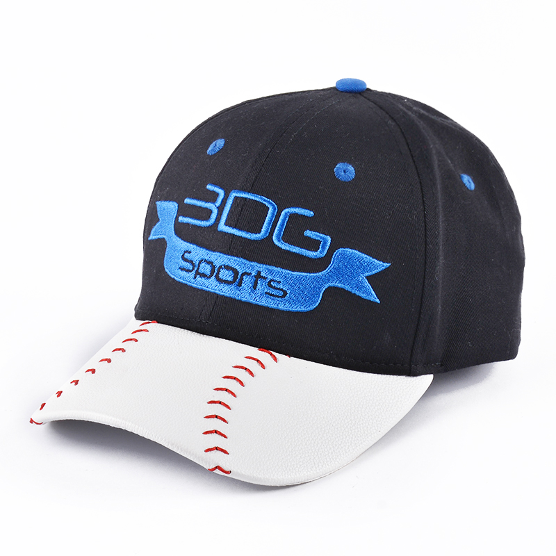 bordados logotipo esportes couro brim chapéus de beisebol personalizados
