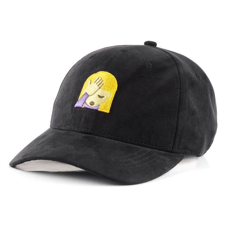 logotipo liso do bordado todo o chapéu de basebol da camurça preta