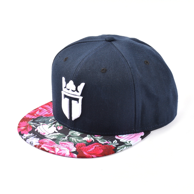 sombrero floral del bordado del borde del snapback, fabricante del casquillo del bordado 3d china