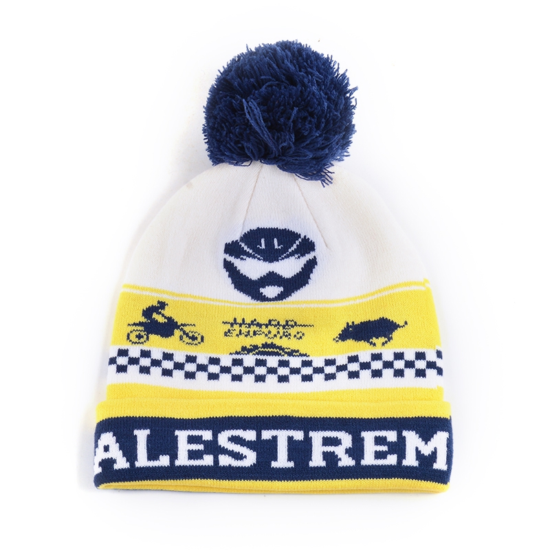 cappellini in maglia con logo jacquard pom pom invernali firmati