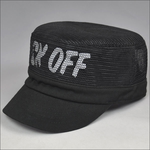 plain black printed hat flat top