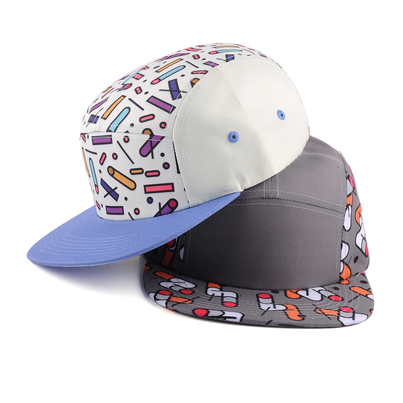 plain blank printed fabric 5 panels hat without logo