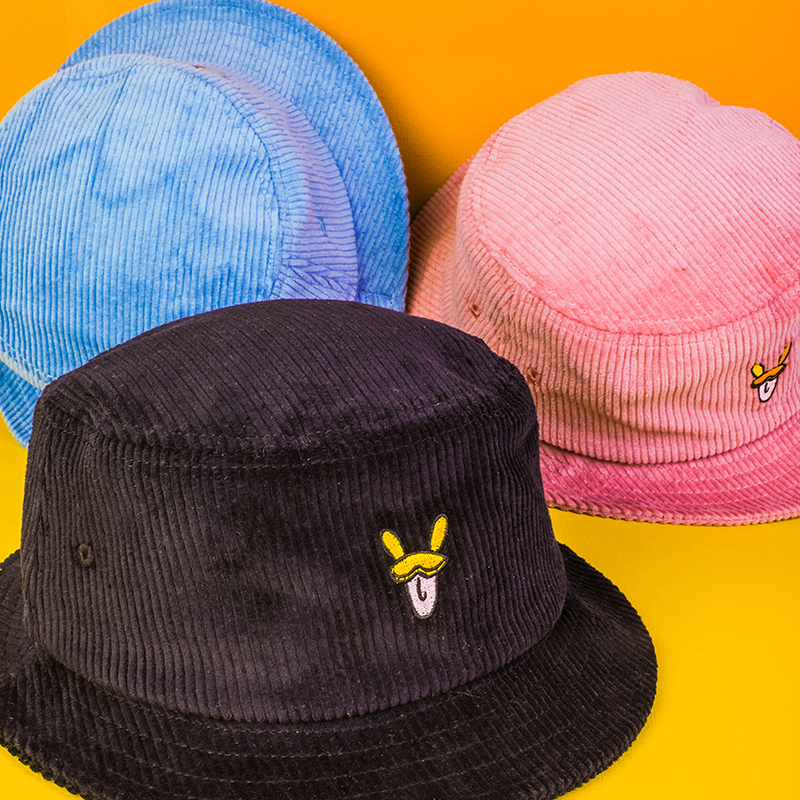 cappelli secchiello ricamato in velluto a coste vfacaps personalizzati