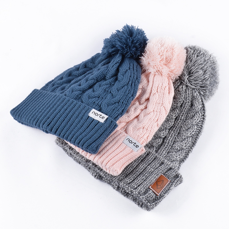gorros de inverno simples pom pom chapéus de malha personalizados