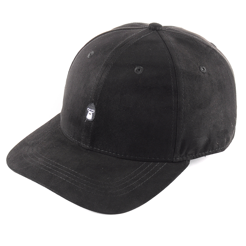 cappellino da baseball semplice in pelle scamosciata con cappelli neri a 6 pannelli