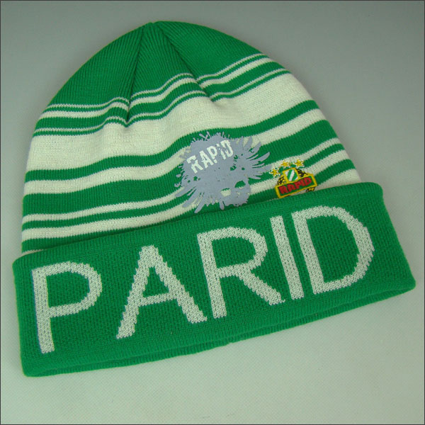 printed foldable beanie hat emoridery logo