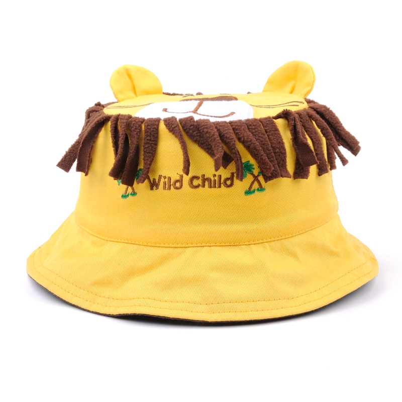 chapéus de balde de desenhos animados de bordado de bebê reversível