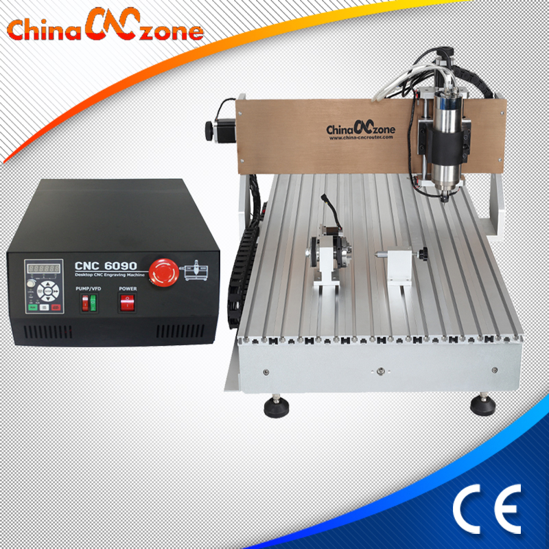 ChinaCNCzone CNC 6090ガントリーデザイン2200W主軸と4軸ミニCNC彫刻機