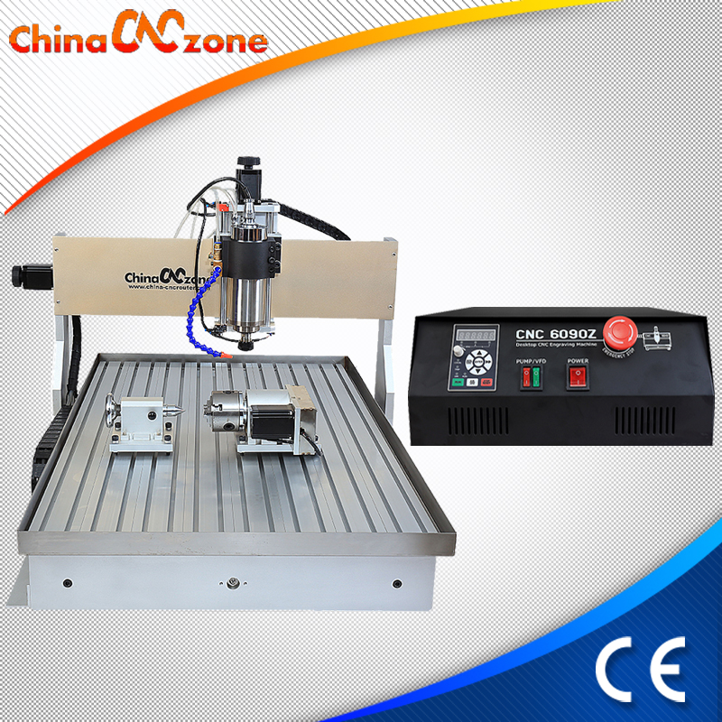 ChinaCNCzone New 6090 CNC Router 4 Axis with Updated Water Sink Cool System and DSP Mach3 USB CNC Controller for Selection,Price Competitive.