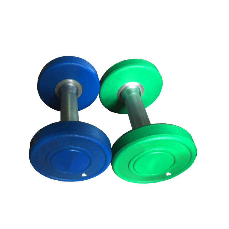China Hand  PU Rubber Polyurethane Weights Dumbbell Set with Rack for Sale