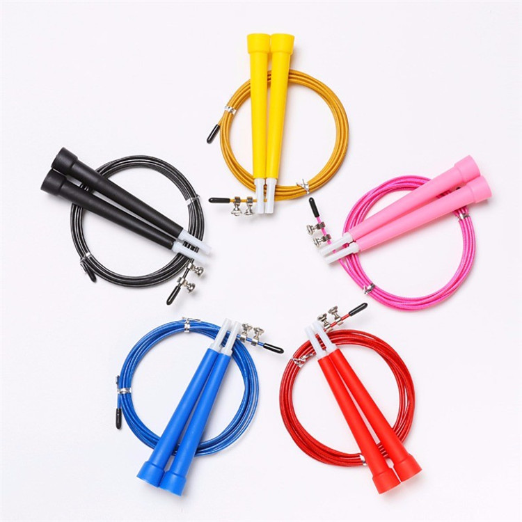 Fitness plastic handle bearing jump rope speed rope steel wire from China