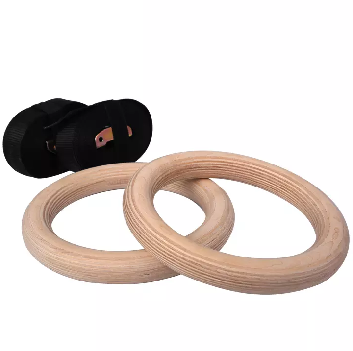 Anelli per ginnastica in legno di betulla portatile ad anello per ginnastica, anello da palestra in legno