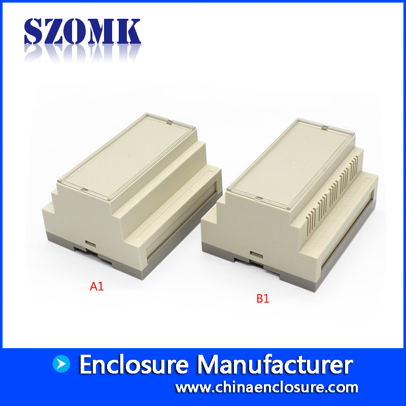 105 * 87 * 59mm SZOMK Recinto plástico material vendedor caliente del ABS para la electrónica Plástico PLC Caja del proyecto del carril del dinar / AK80004