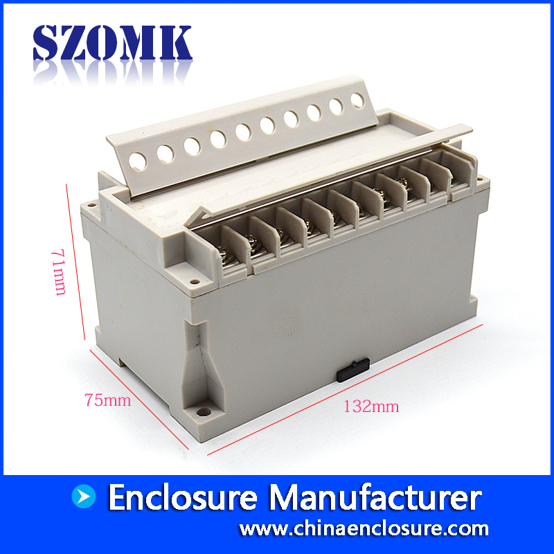 132 * 75 * 71mm ShenZhen Electronic PLC Din Rail Project Box SZOMK Recinto de PCB de plástico / AK-DR-45