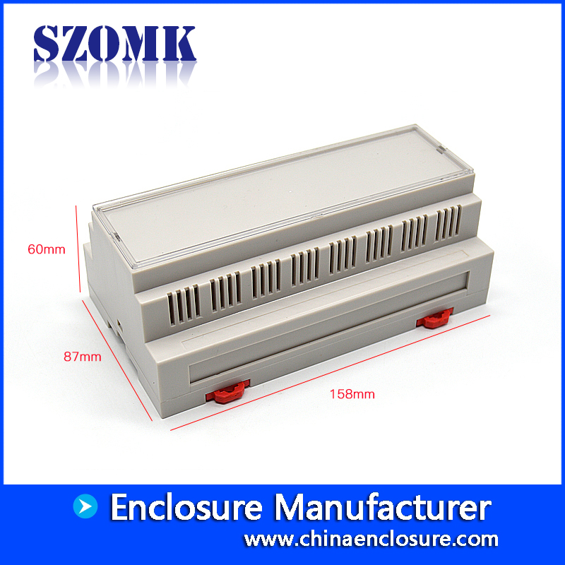 158 * 87 * 60mm导轨式LCD外壳SZOMK电子产品盒/ AK-DR-43塑料装置外壳