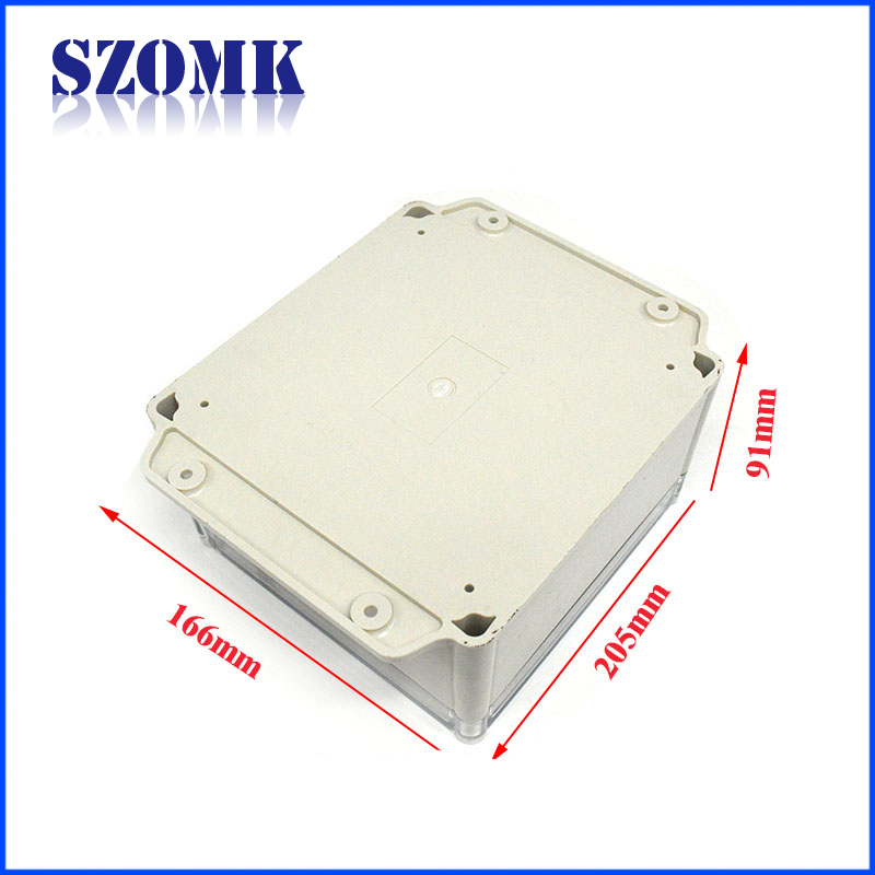 Caixa de gabinete de plástico SZOMK IP65 de 205x166x91mm Caixa eletrônica de plástico impermeável com alta qualidade / AK-10023-A2