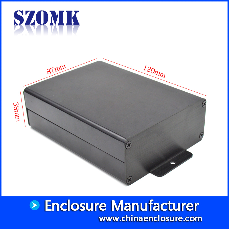 黑色电源盒壁装式铝制外壳，用于PCB AK-C-C77a 38 * 87 * 120mm