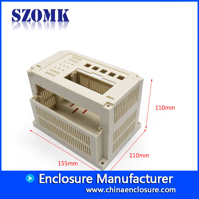Customized din rail enclosure abs plasitc case for industrial control AK-P-15 155*110*110 mm