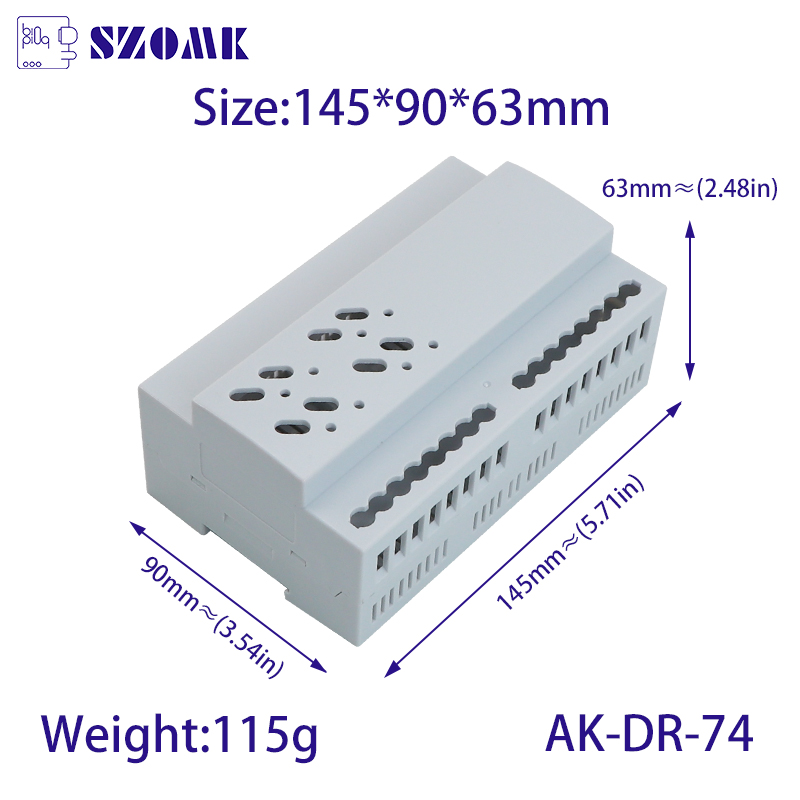 DIN-railproject box elektronica behuizingen AK-DR-74