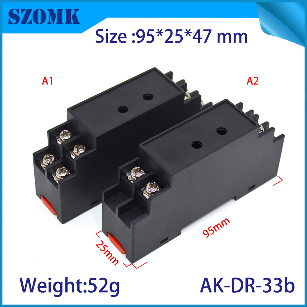 Caja de empalmes AK-DR-33b de caja de riel DIN de plástico de ABS de 95 * 25 * 41 mm