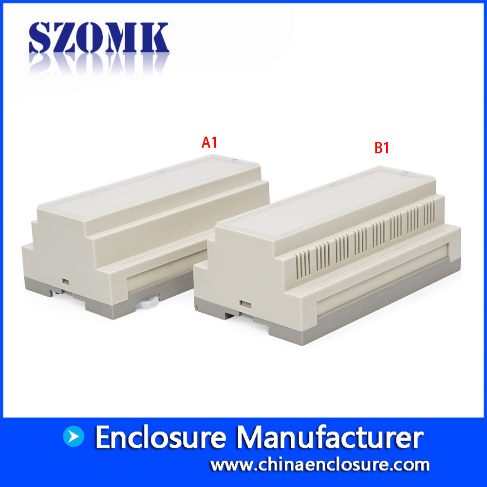 Flame resistant din rail box workplace ABS plastic din rail enclosure with terminal block SZOMK AK-80005 157*86*60mm