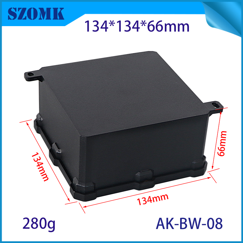 IP68 PC Material V1 Caja impermeable de plástico Caja de unión al aire libre Carcasa de protección UV 134*134*66 mm AK-BW-08