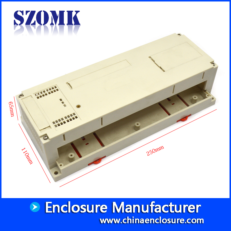 Caja de proyecto de carcasa electrónica de carril Din de plástico rentable para electrónica AK-P-22 250 * 110 * 65 mm