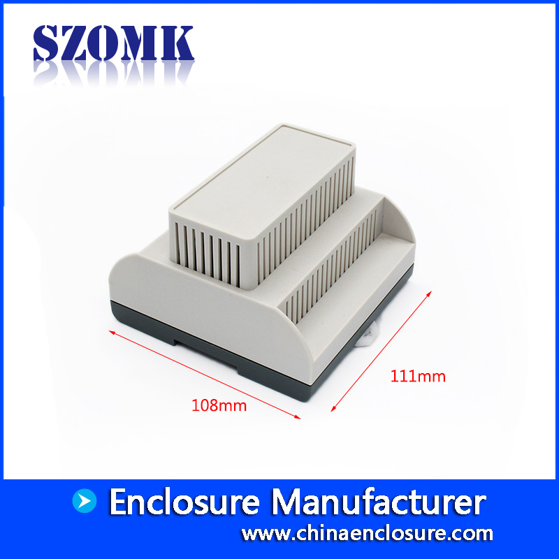 SZOMK venta caliente material resistente al fuego V0 ABS DIN-RAIL carcasa para pcb y componente electrónico AK8009 111 * 108 * 74 mm