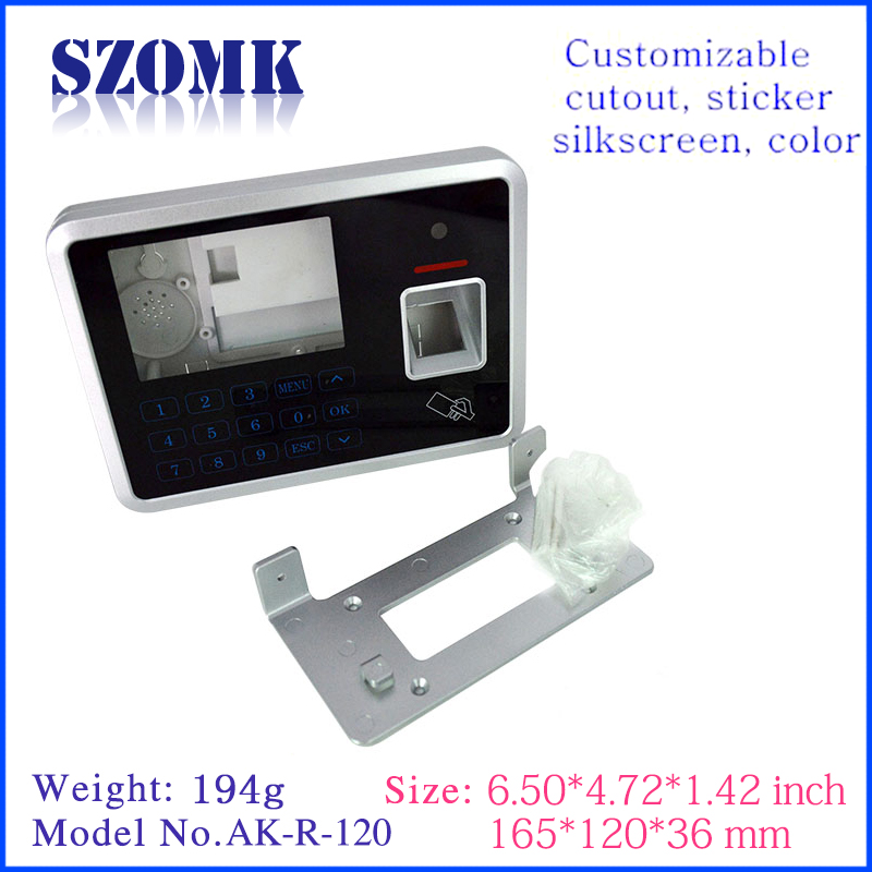 Caja de identificación de huellas dactilares de caja electrónica de plástico con teclado para RFID AK-R-120 165 * 120 * 36 mm