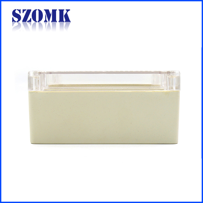 Caja de plástico SZOMK IP65 con tapa transparente para electrónica industrial AK-B-FT3