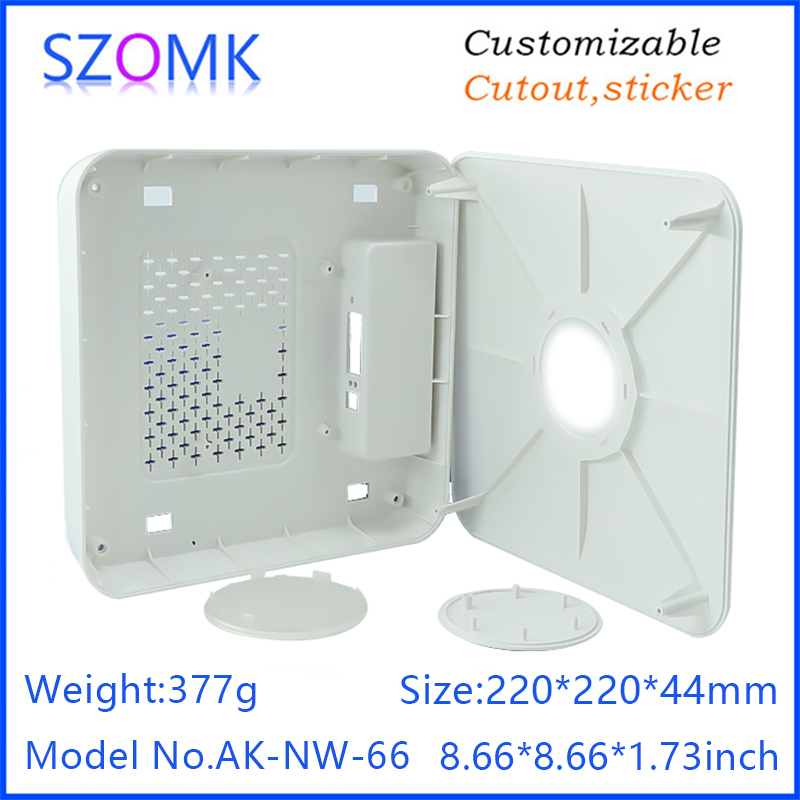 Szomk WiFi 게이트웨이 GSM 플라스틱 상자 무선 라우터 인클로저 IoT 전자 장치 AK-NW-66 / 220 * 220 * 44mm