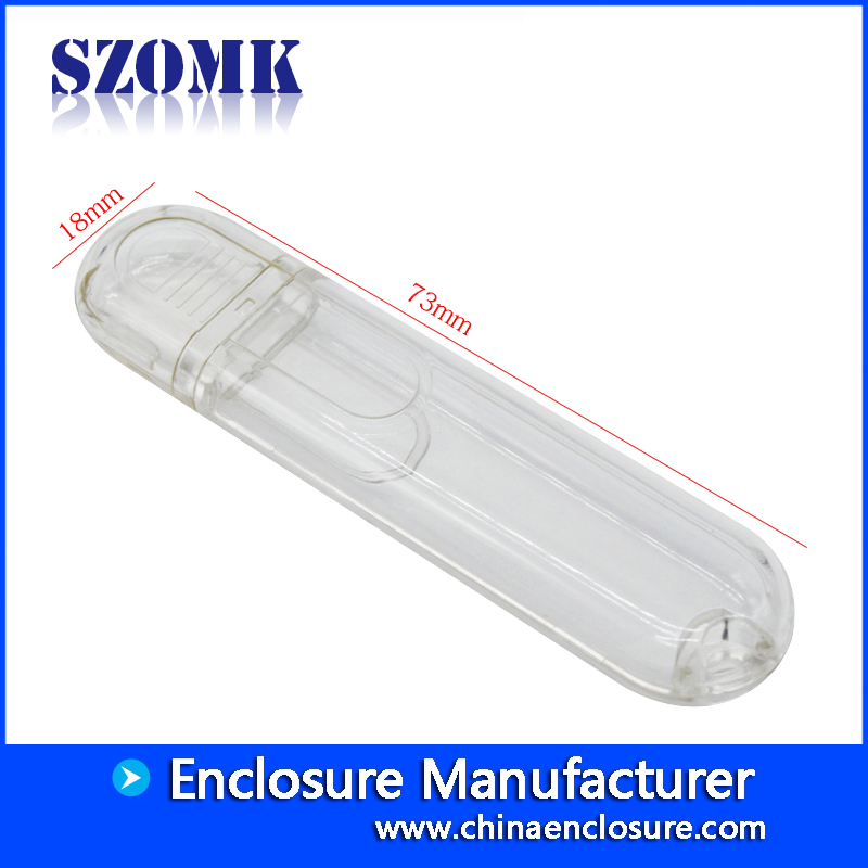 SZOMK 투명 작은 플라스틱 인클로저 USB 케이스 LED 조명 AK-N-51 73 * 18 * 8mm