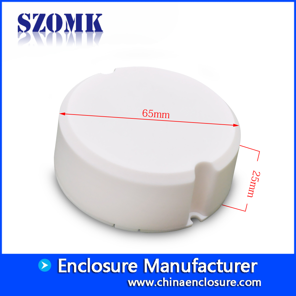ТОП продам пластиковый корпус круглой формы для светодиодного привода АК-37 65 * 25 мм