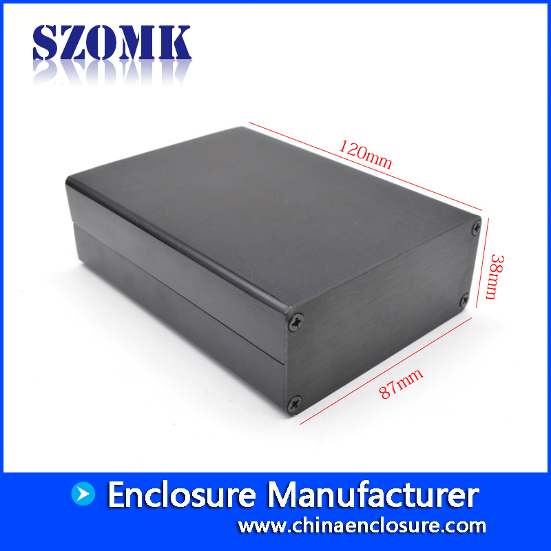 caja de caja de proyecto de aluminio negro para electronnis AK-C-C77 38 * 87 * 120 mm