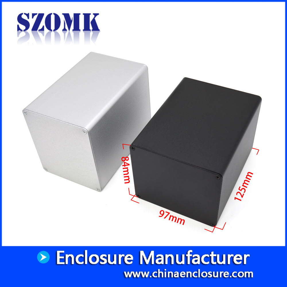 small order brushed extruded aluminum junction enclosure with heat sink for electronic device size 125*97*84mm