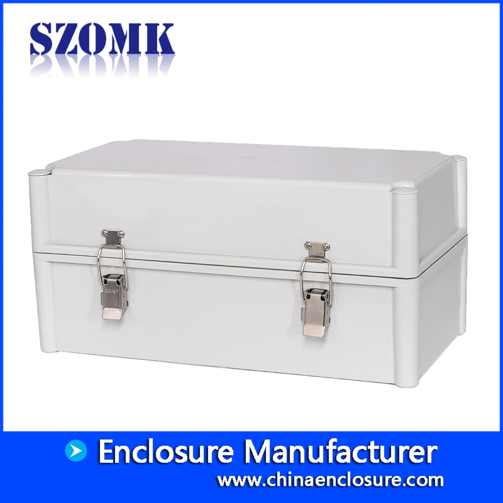 szomk IP65铰链塑料外壳盒，用于电子接线盒abs防水项目盒，用于电路板460 * 350 * 165mm AK-02-23-JK塑料防风雨电子外壳盒
