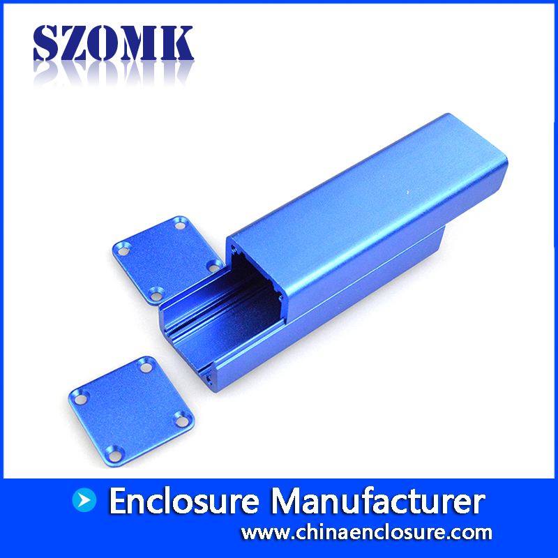 Groothandel versterker box aluminium behuizing custom enclosures voor elektronica 25 * 25 * 80 mm blauwe kleur C4