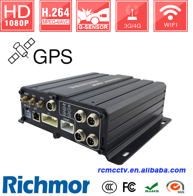 GPS mobile dvr 1080p vehicle dvr with 3g 4g wifi optional with 4channels