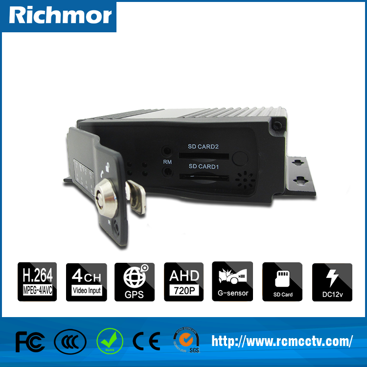 高品质4ch 移动硬盘录像机 Gps 3g Wifi, H. 264 视频总线移动硬盘录像机