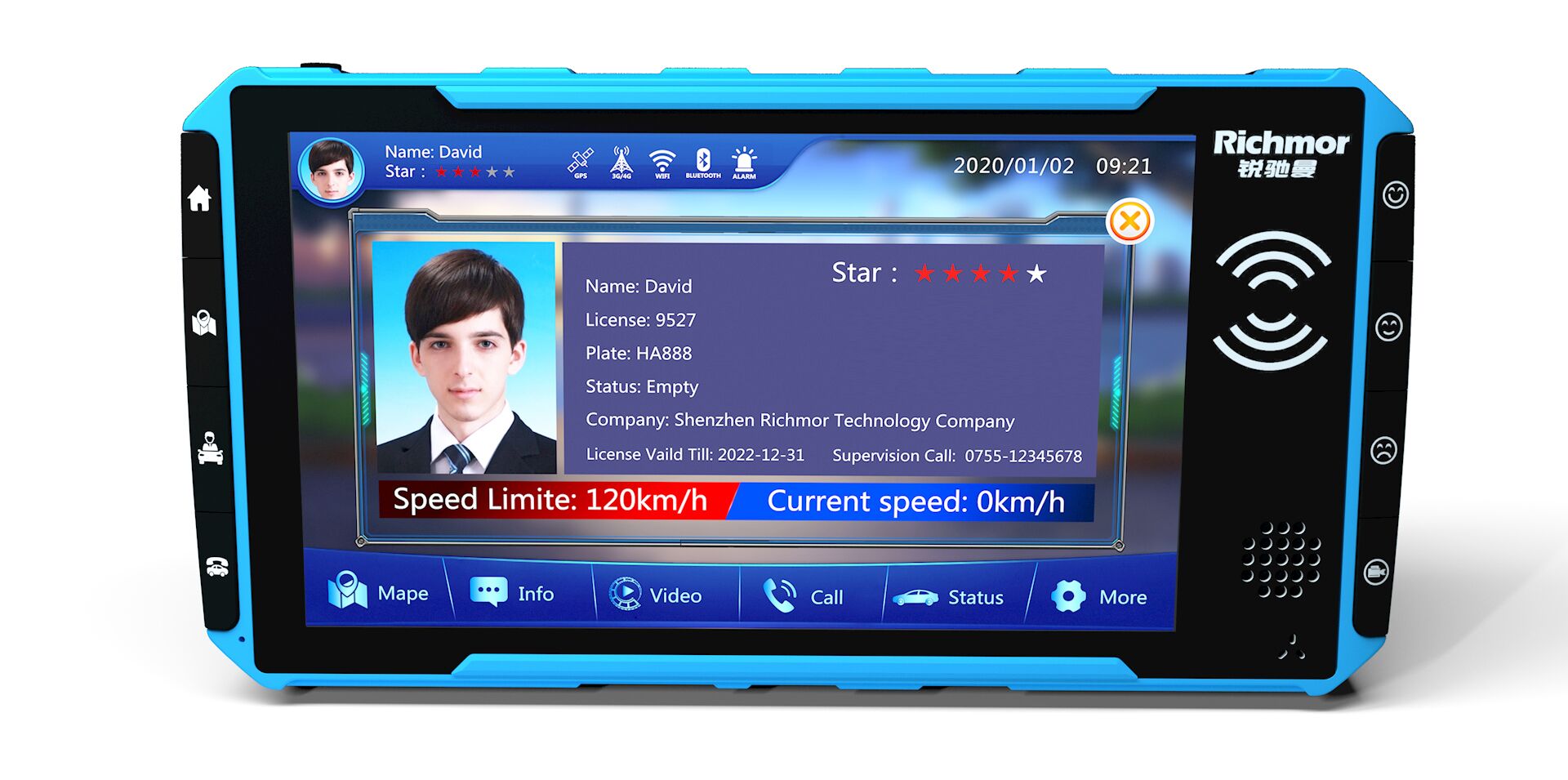 Traqueur vidéo de taxi de véhicule de moniteur d'écran tactile pour le terminal de données mobile de taxi