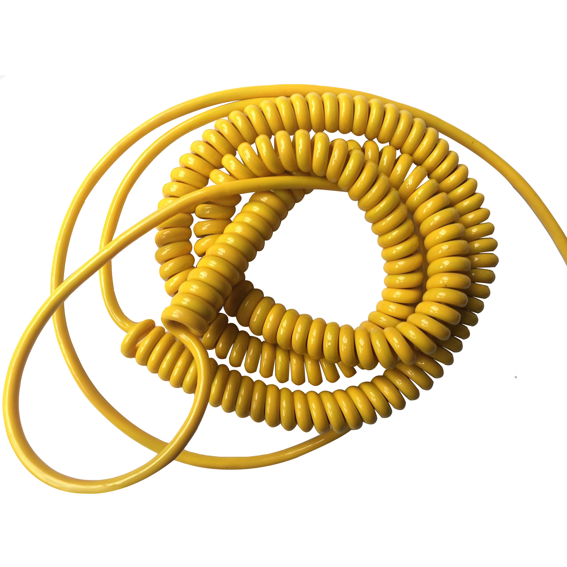 1000 mm coil closed length 5 6 7 8 core yellow pur material coiled cable extend lengh reach 10 meters long