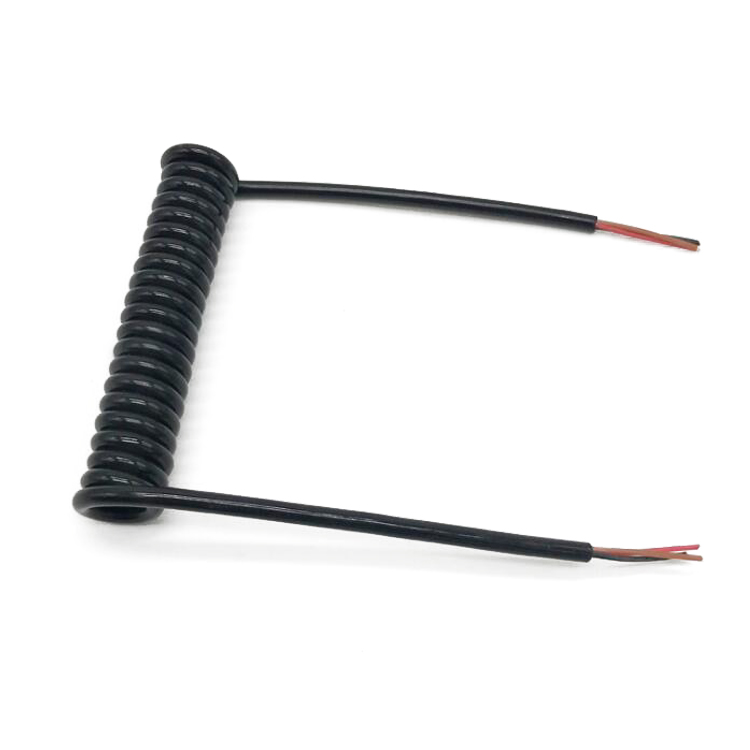 26 AWG stranded bare copper black 3 core flex coiled retractable cable