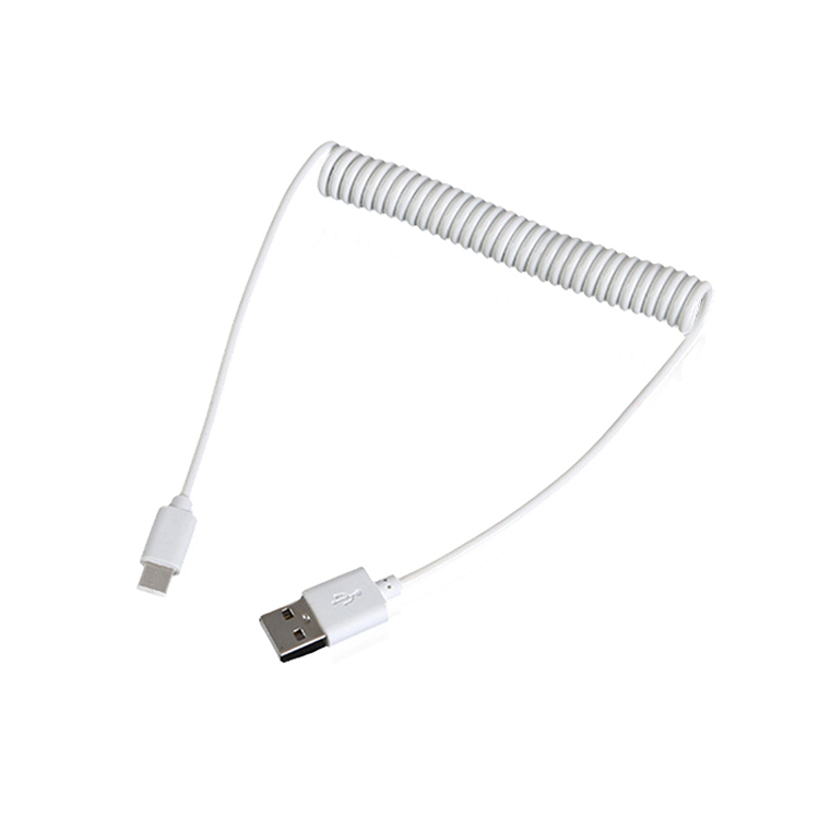 4 core 24 AWG 26 AWG white pvc pur USB c charging and data coiled cable