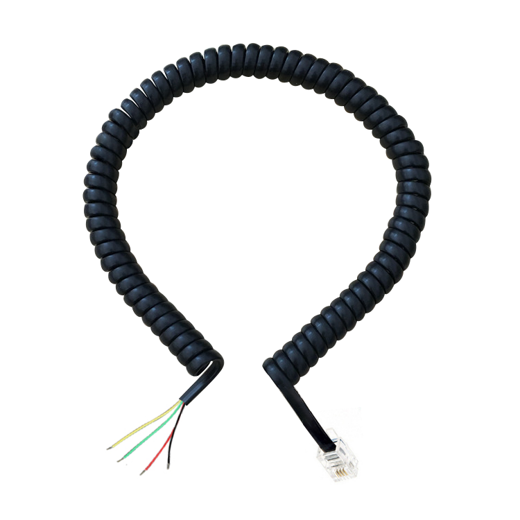 4 core 6 core RJ9 RJ10 RJ11 RJ12 4P4C 6P4C 6P6C modular plug flat telephone coiled cord,telphone spiral cable