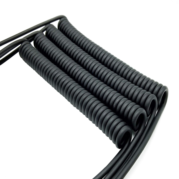 8 core cat 5 black matt pvc pur coiled ethernet cable rj45 overmold plug