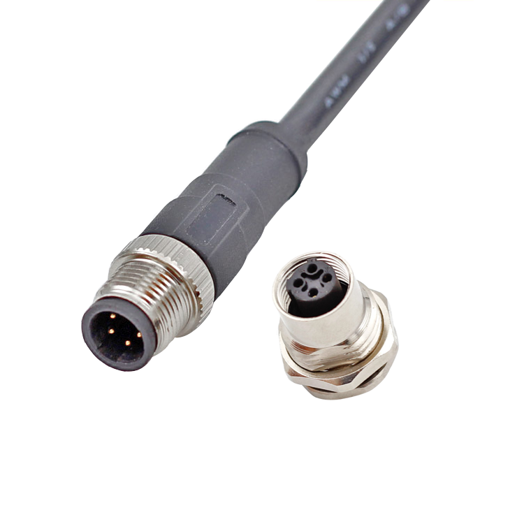 Custom 3 4 5 8 12 Pin A B C D Coding socket Male Female Circular M12 panel mount Connector Sensor Cable