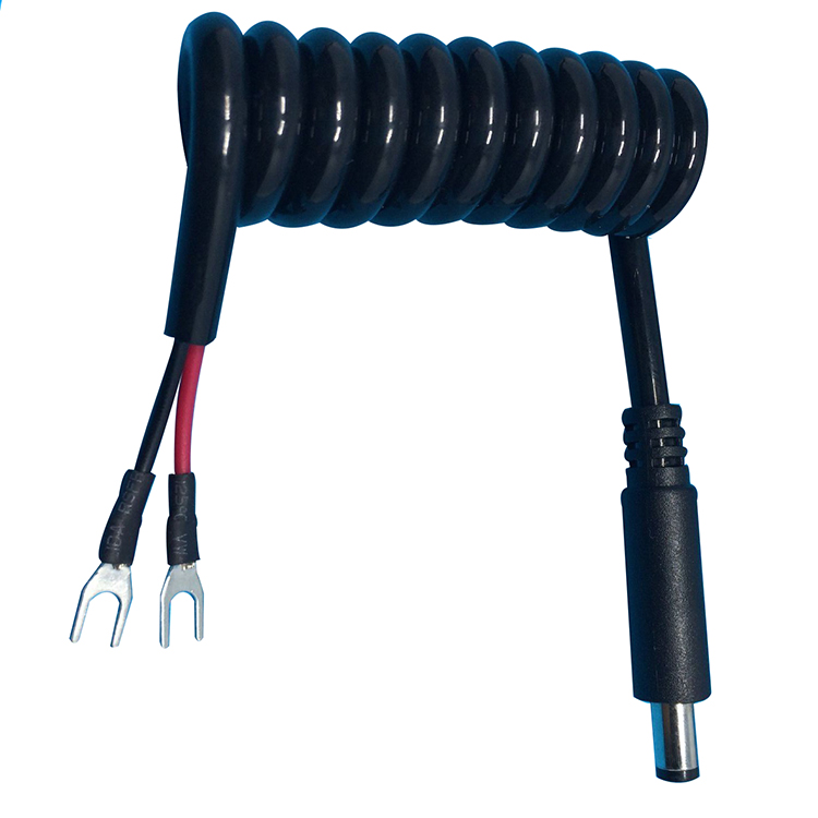 Cordon d'alimentation spiralé DC 5,5 2,5 adapté aux besoins du client pour pour le câble de ressort de harnais de fil de borne U