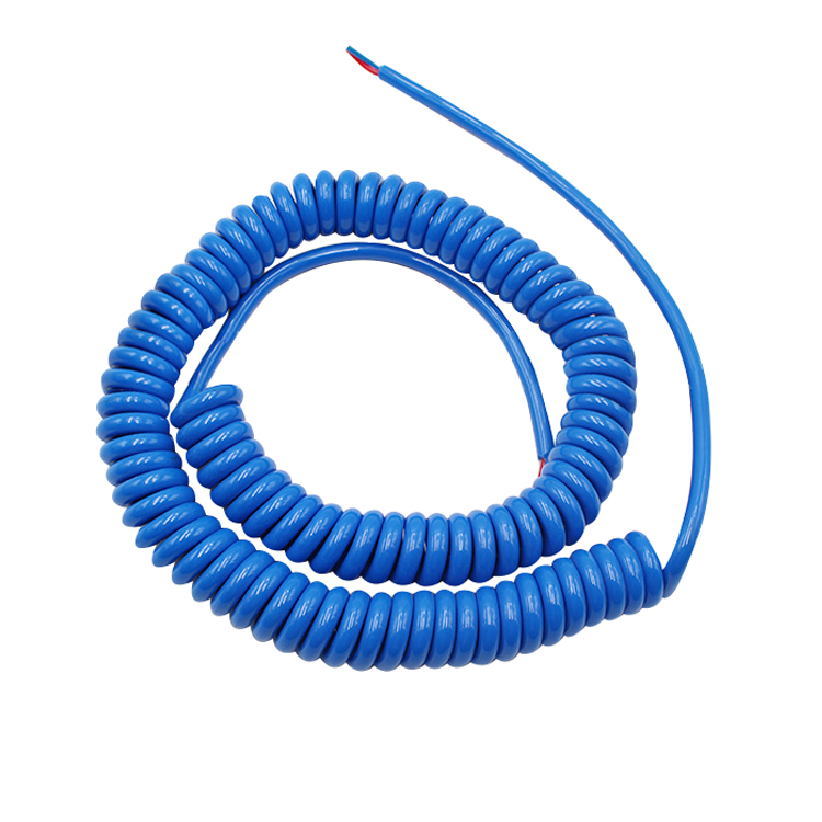 Factory manufacture 2 core pvc pur pu sheath blue coiled lightning cable