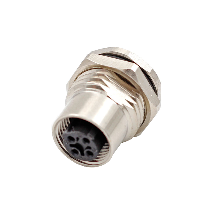 Front or back mount M12 C code 3 4 5 6 pin M12 socket connector