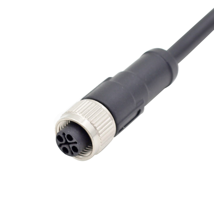 Connecteur droit femelle M12 à 4 pôles A B D S Code P pur câble PVC